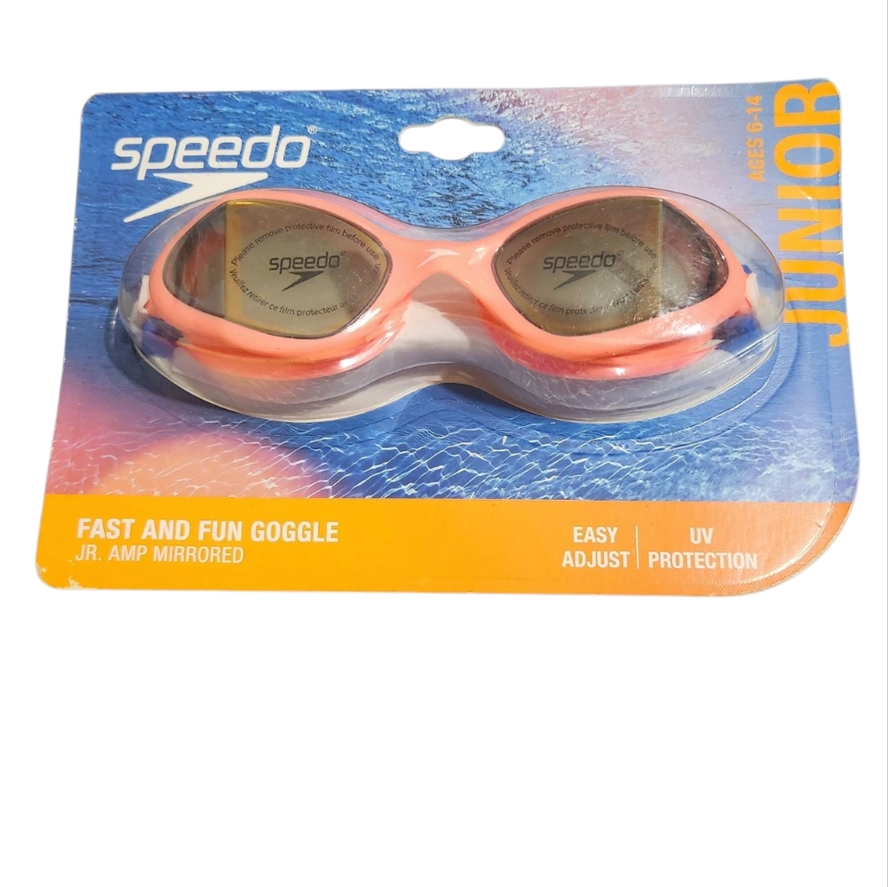 Speedo Fast & Fun Junior Amp Mirrored Swim Goggles - Disco Peach